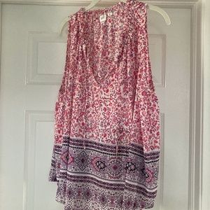 GAP Boho Sleeveless Pink Purple Floral Flowy Silky Top XXL